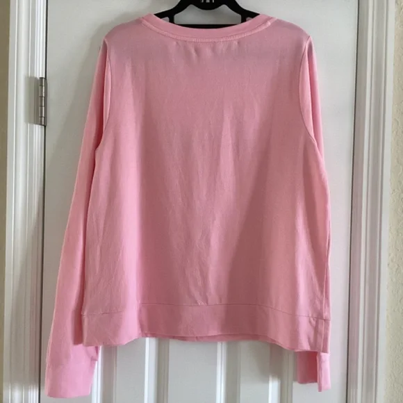 Lilly Pulitzer Cotton Rami Sweatshirt Pink Blossom 💕Love Graphic Embroidered M - Picture 7 of 14